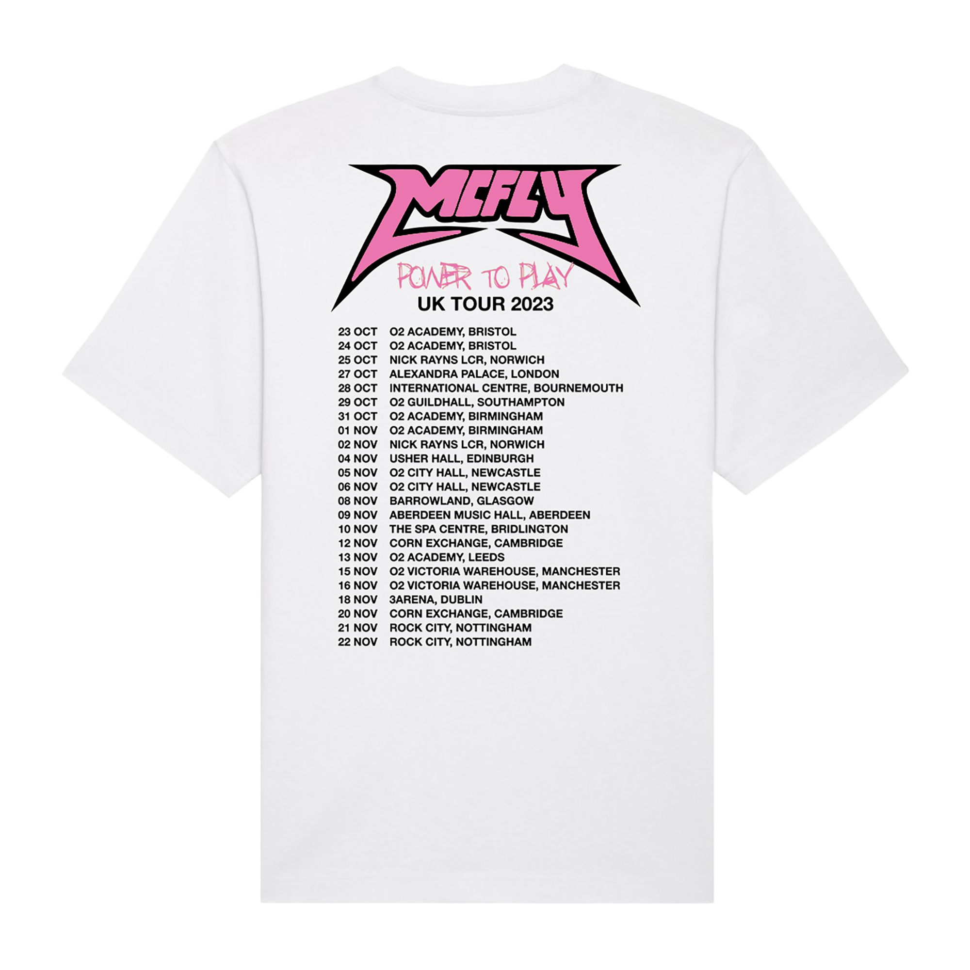 Power To Play | Band UK 2023 White Tour Tee